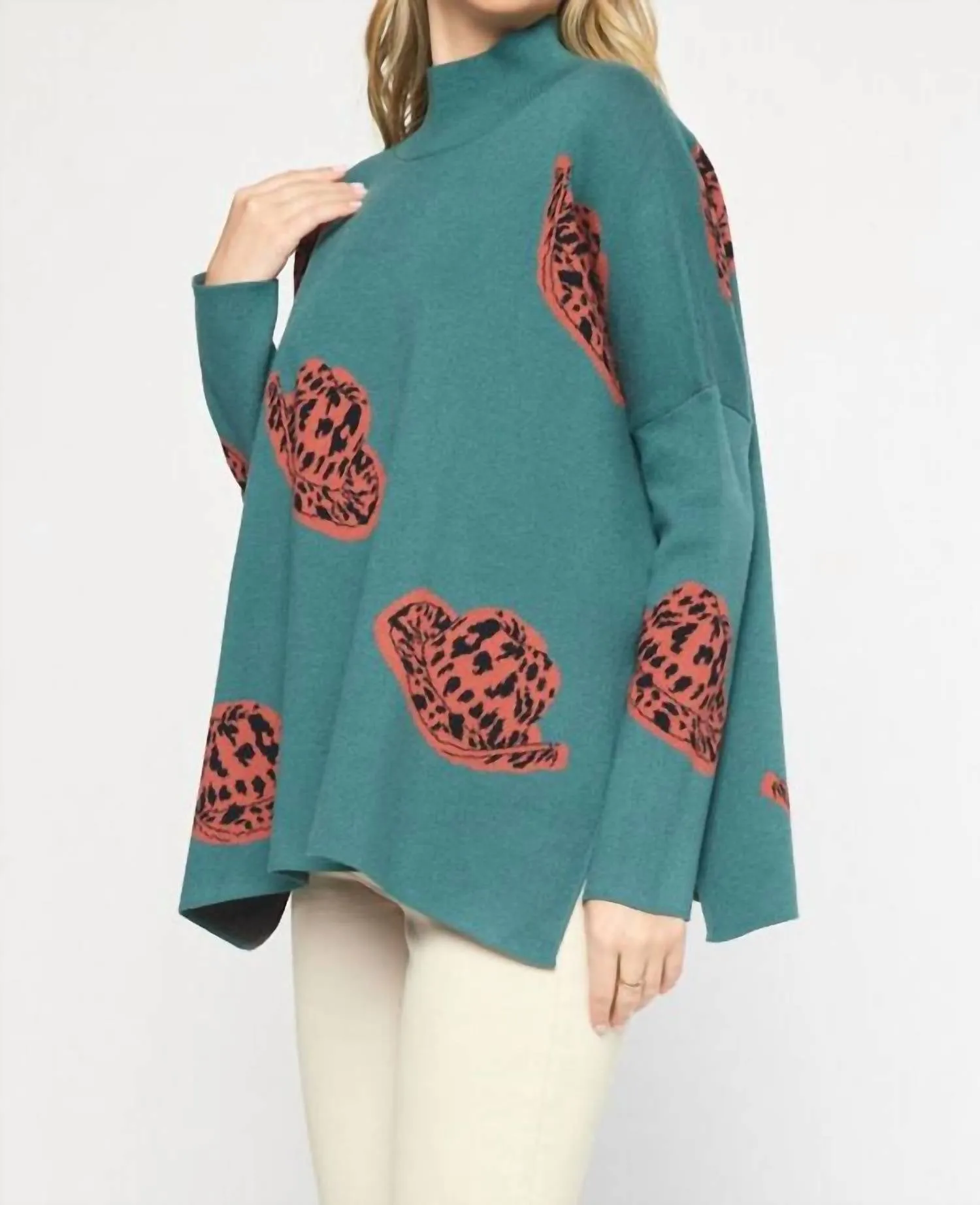 Alexandra Cowboy Hat Mock Neck Long Sleeve Sweater Top