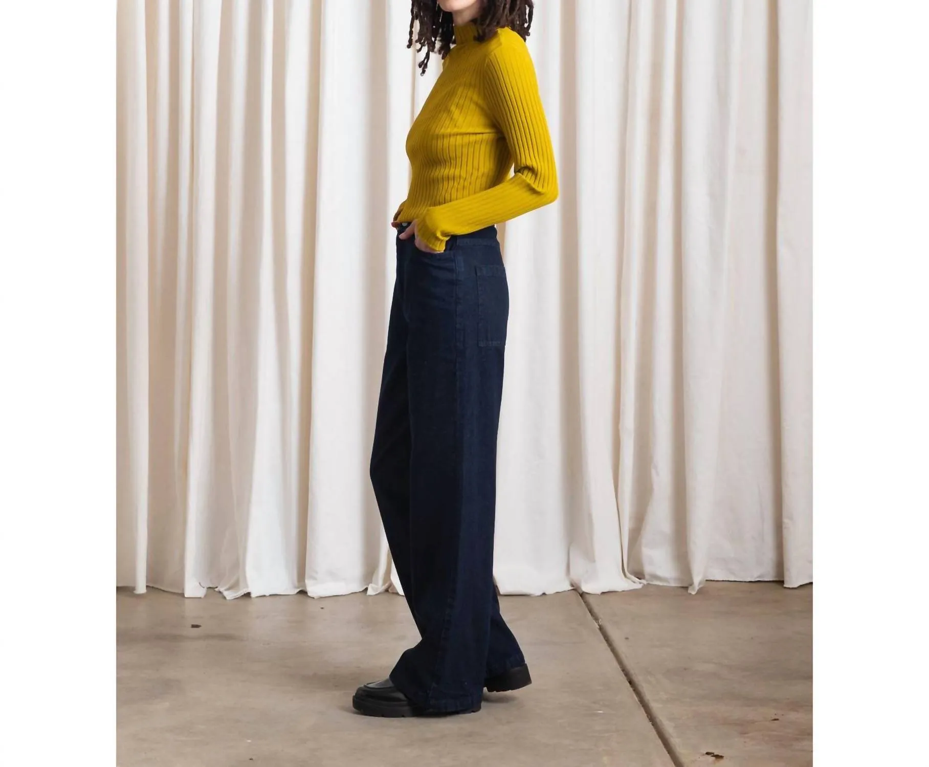 Ali Golden - Ribbed Mock Neck Sweater