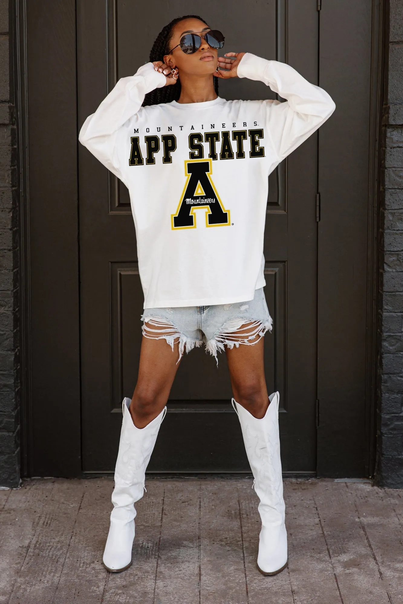 APPALACHIAN STATE MOUNTAINEERS BIG GOALS OVERSIZED LONG SLEEVE PULLOVER