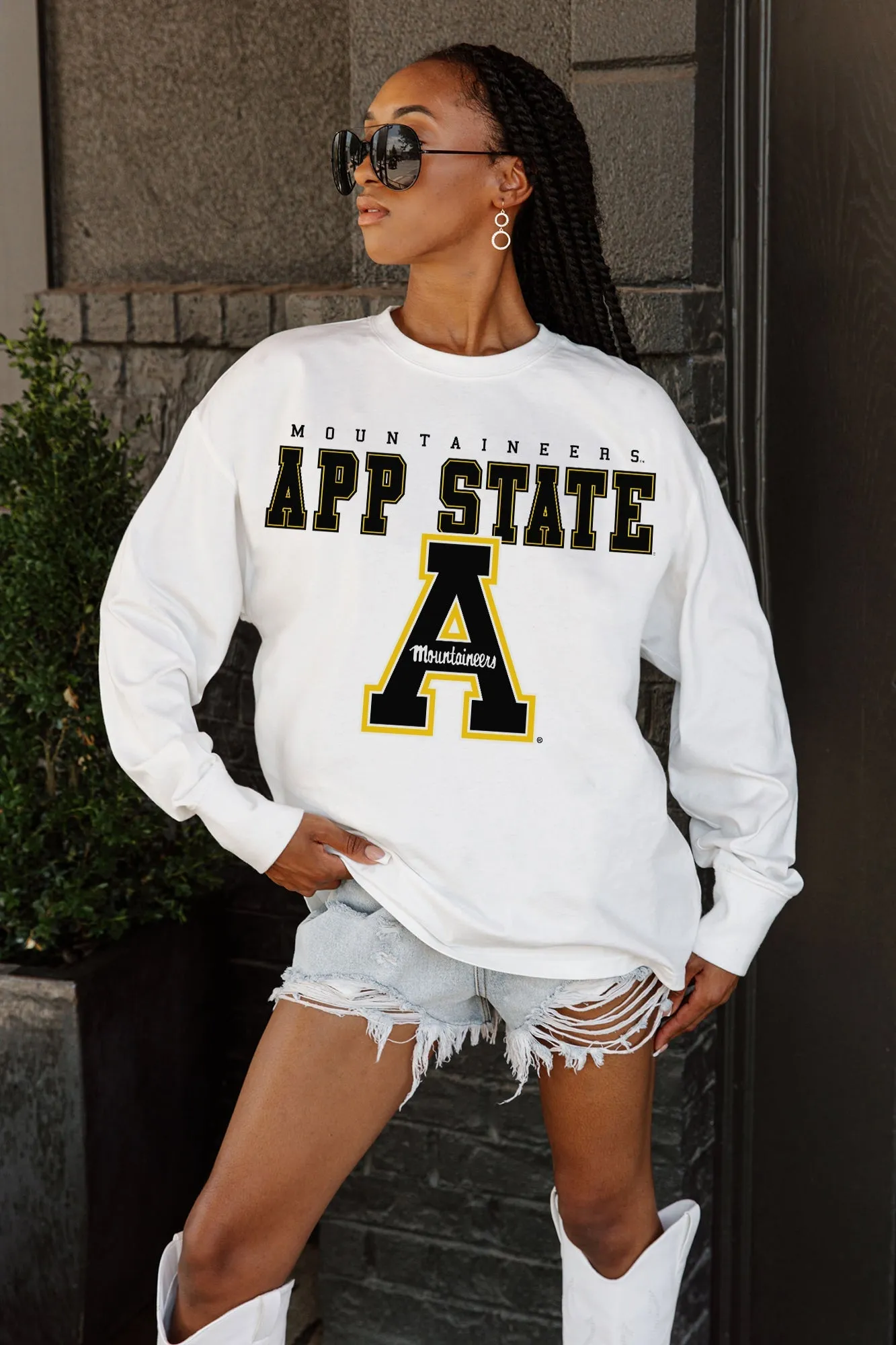 APPALACHIAN STATE MOUNTAINEERS BIG GOALS OVERSIZED LONG SLEEVE PULLOVER