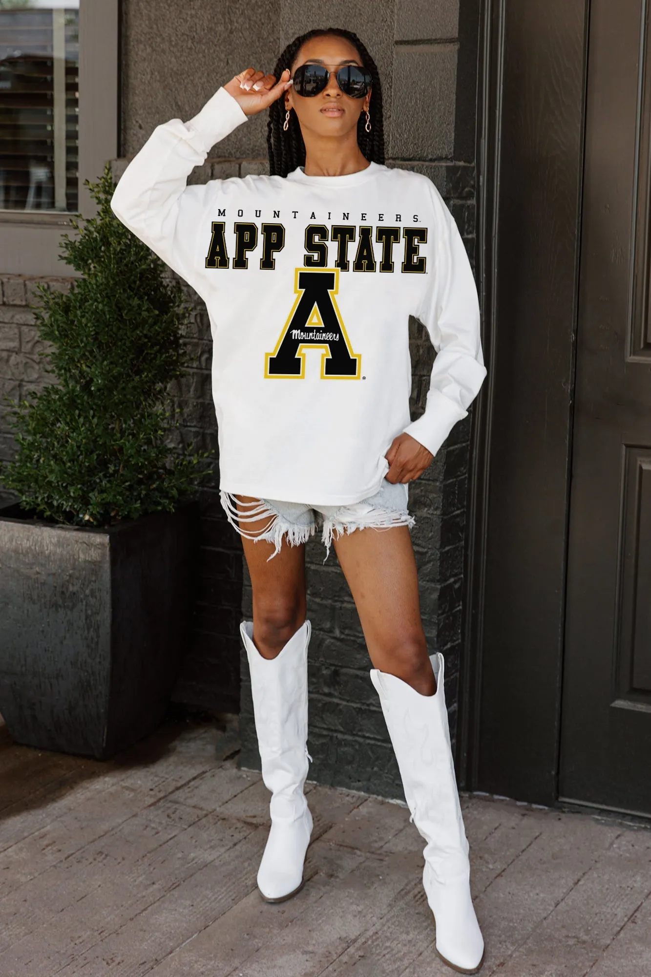 APPALACHIAN STATE MOUNTAINEERS BIG GOALS OVERSIZED LONG SLEEVE PULLOVER