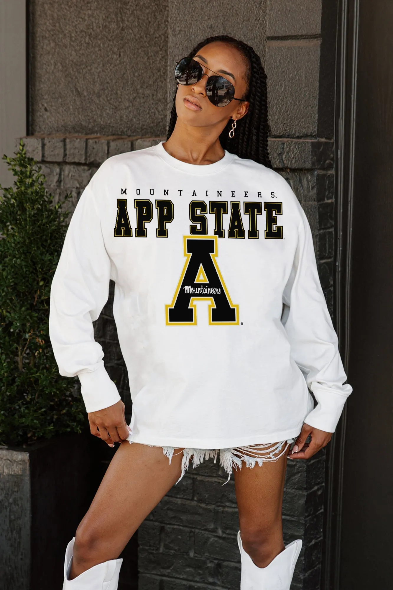 APPALACHIAN STATE MOUNTAINEERS BIG GOALS OVERSIZED LONG SLEEVE PULLOVER