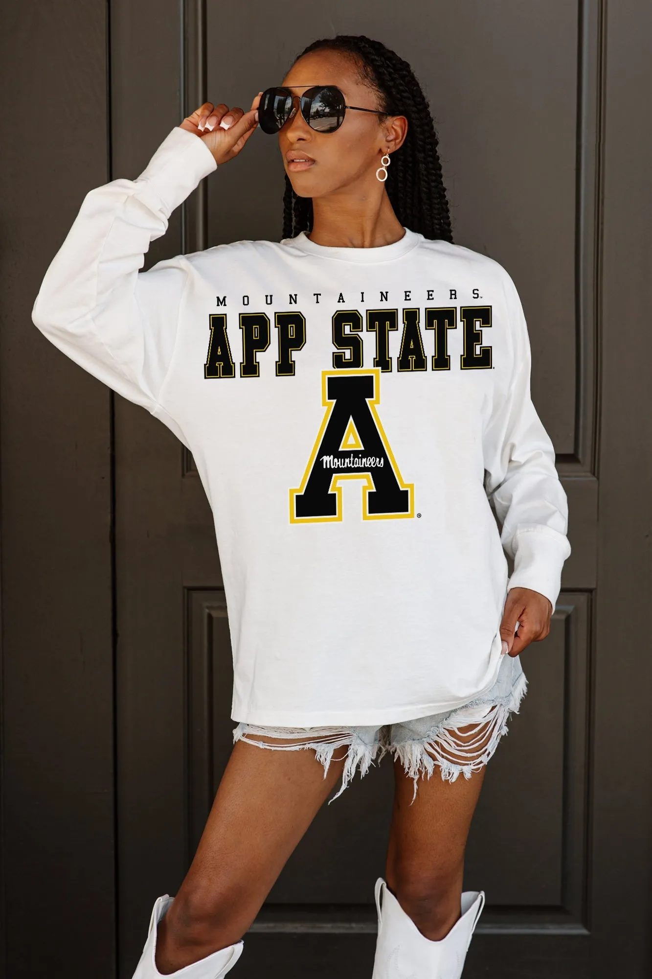 APPALACHIAN STATE MOUNTAINEERS BIG GOALS OVERSIZED LONG SLEEVE PULLOVER