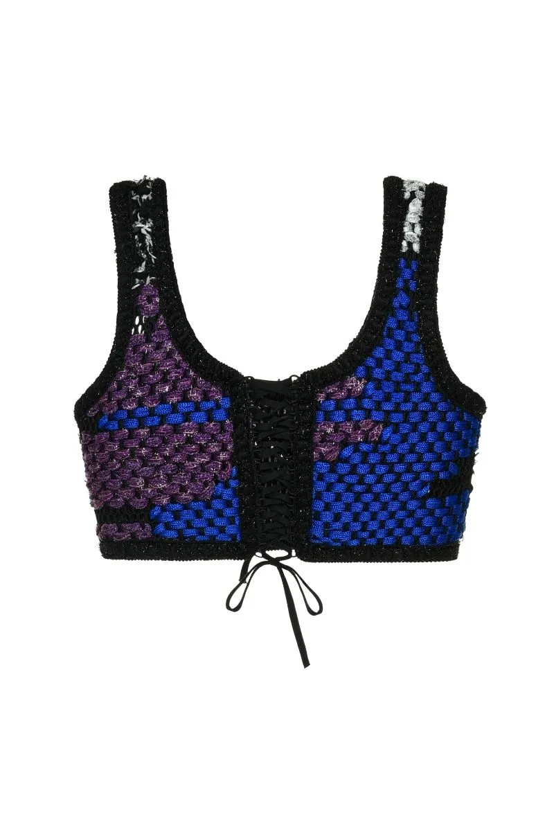 AVRIL CROP TOP IN BLACK MULTI