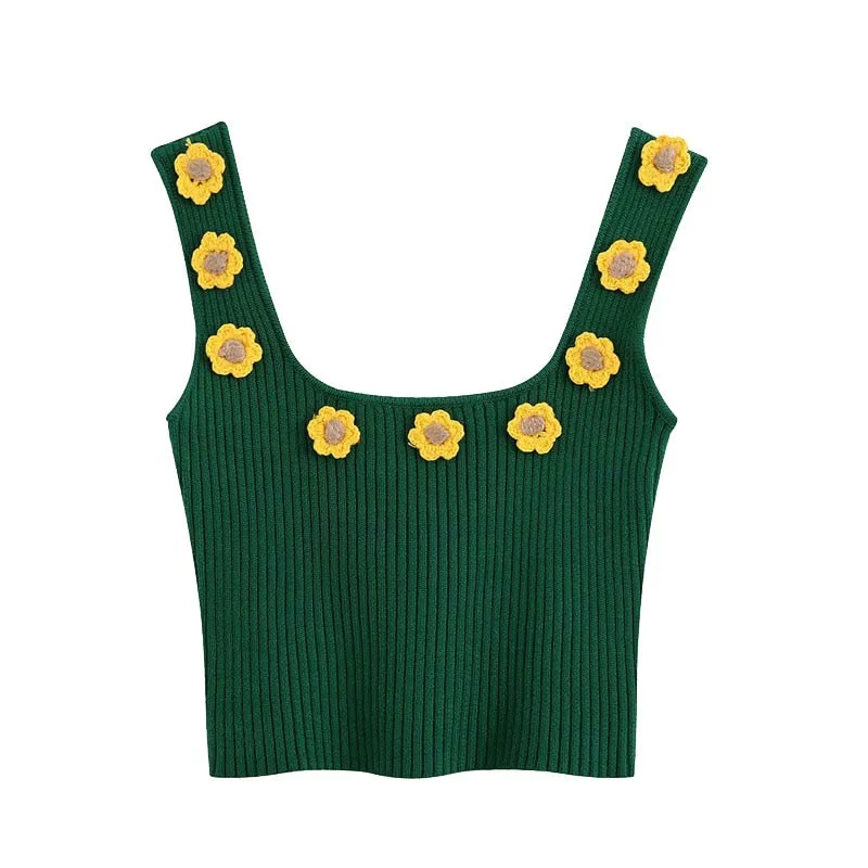 FLORAL APLIQUES CROP TOP