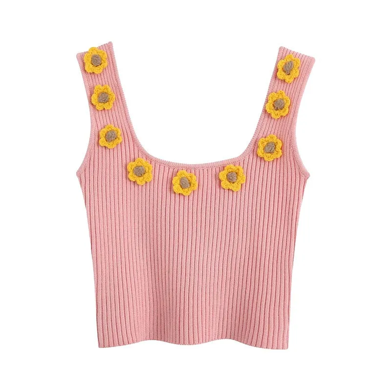 FLORAL APLIQUES CROP TOP