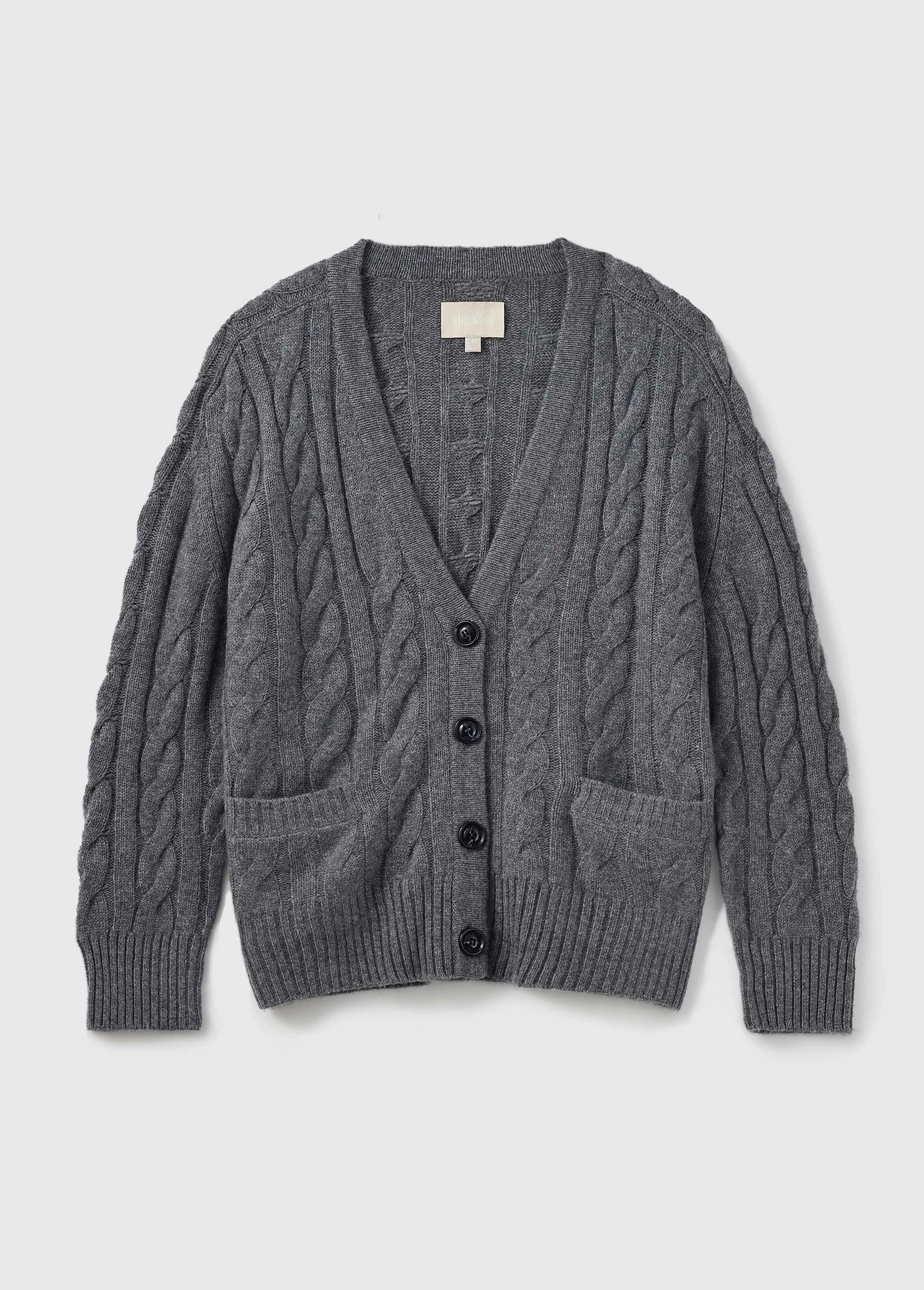 Franz Unisex Cable-knit Cardigan - Dark Grey