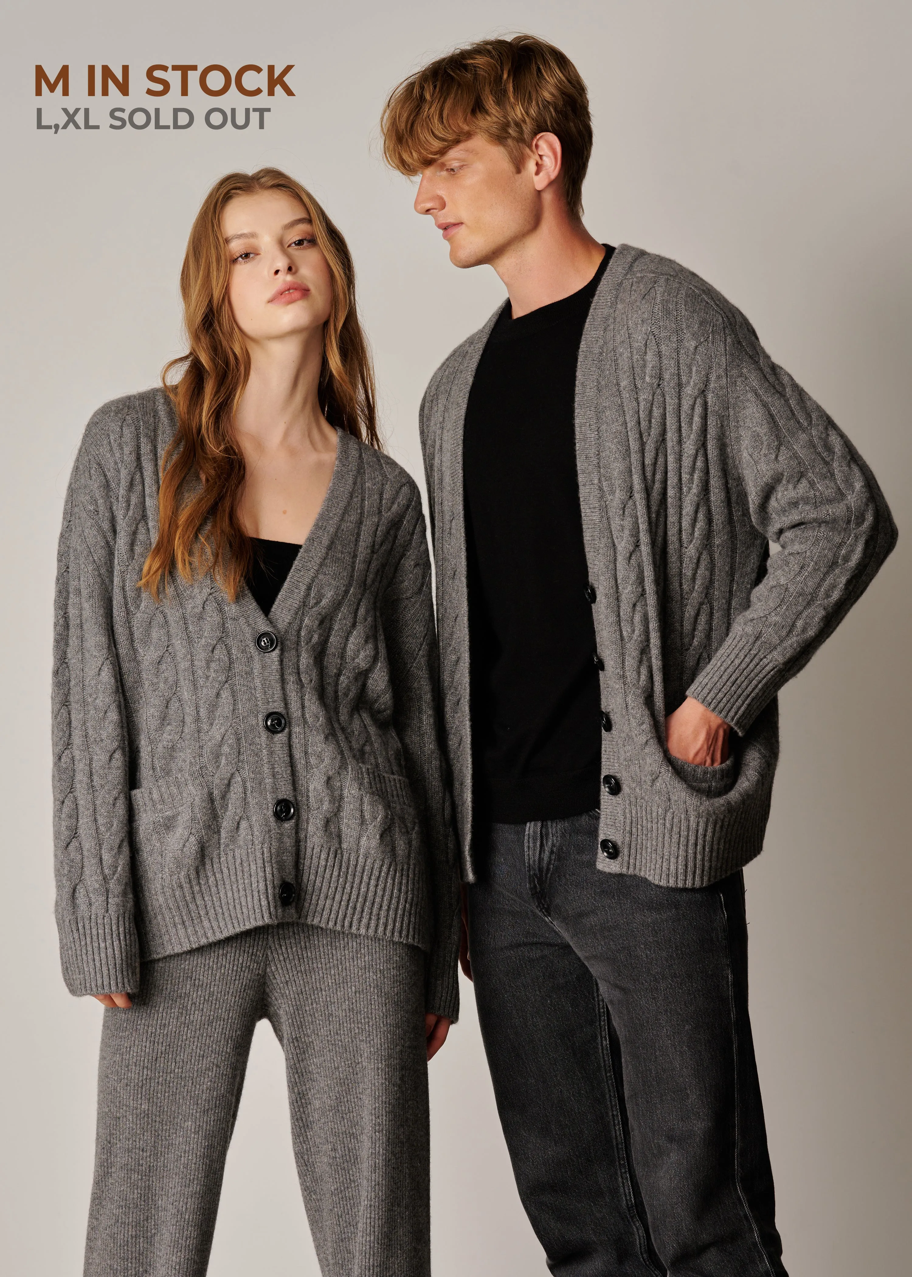 Franz Unisex Cable-knit Cardigan - Dark Grey