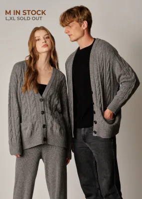 Franz Unisex Cable-knit Cardigan - Dark Grey