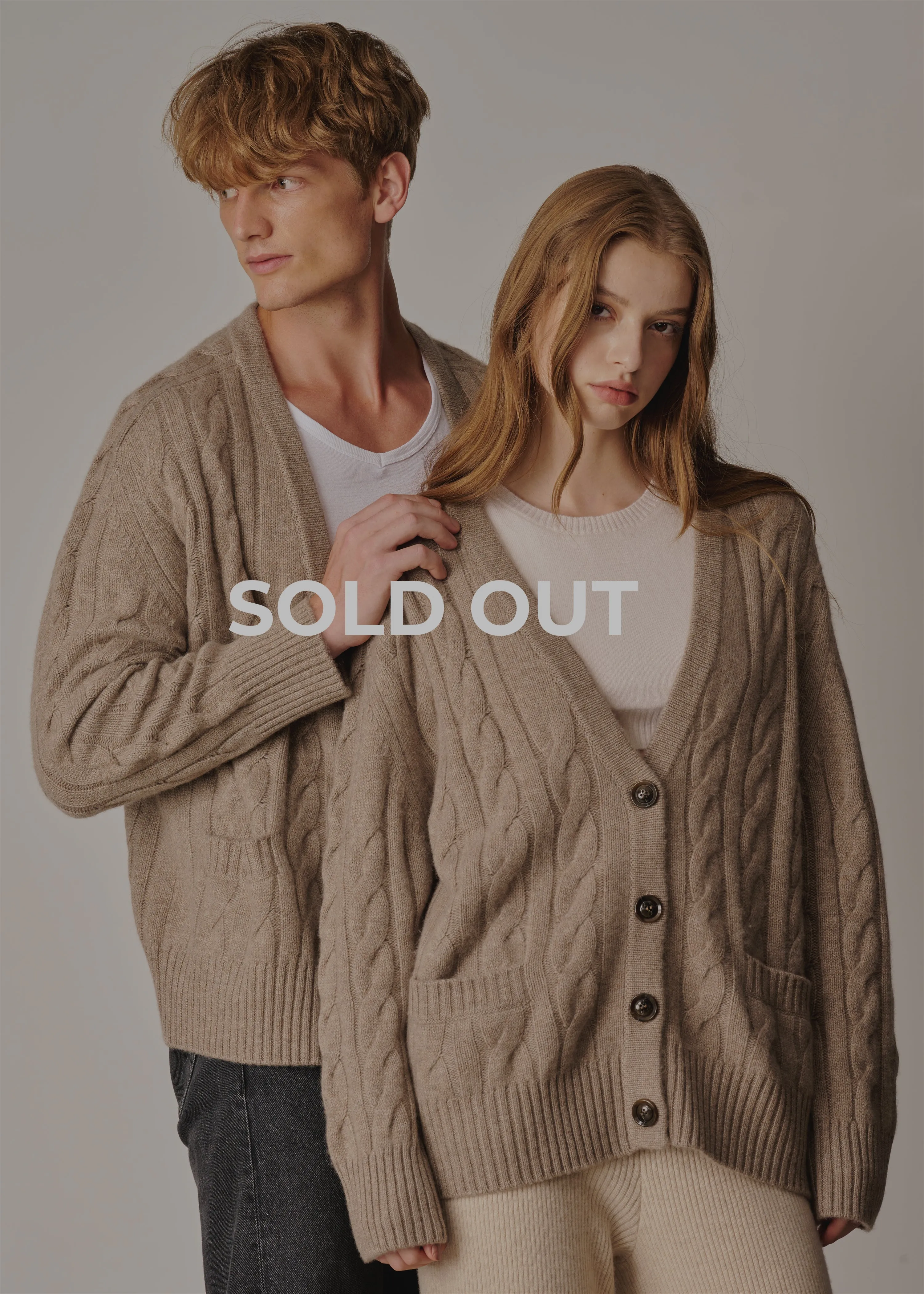 Franz Unisex Cable-knit Cardigan - Dark Sand