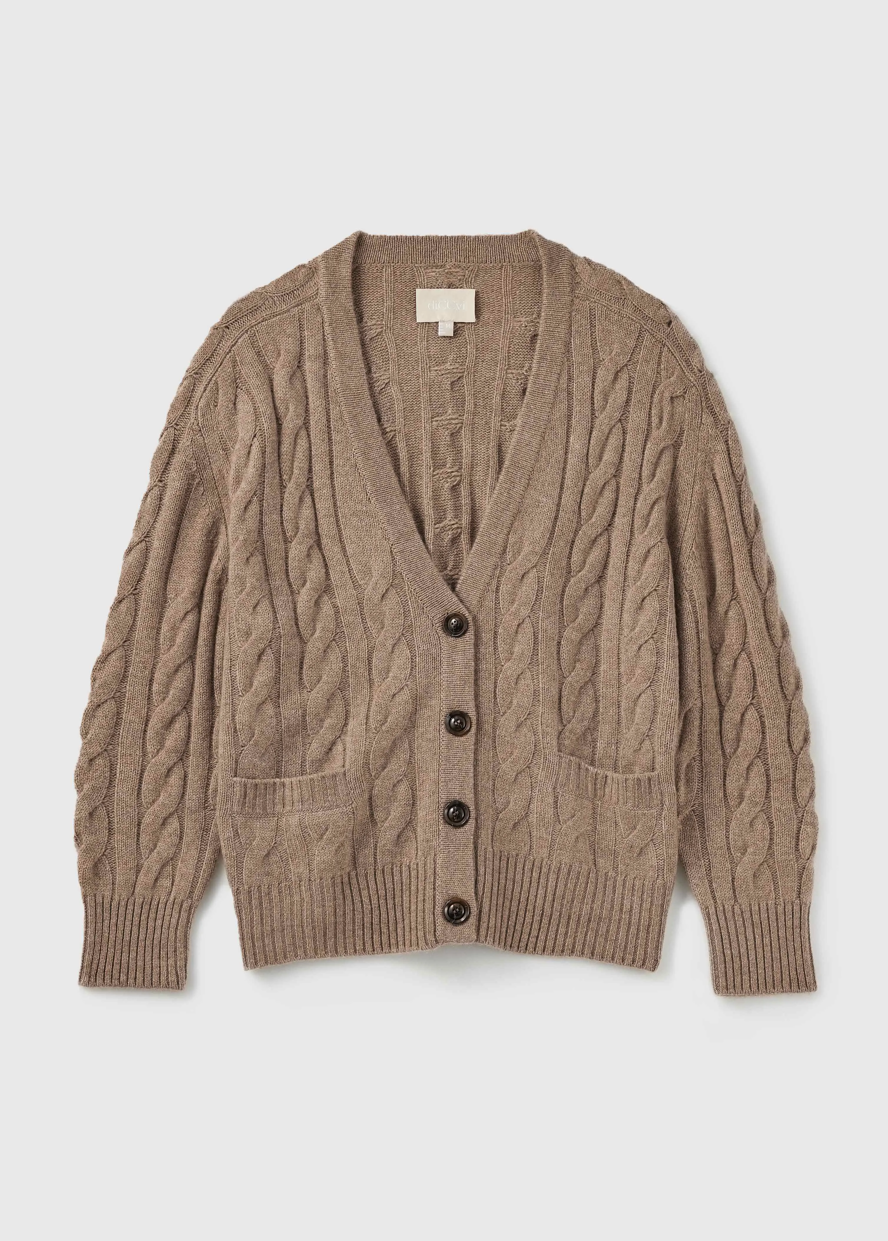 Franz Unisex Cable-knit Cardigan - Dark Sand