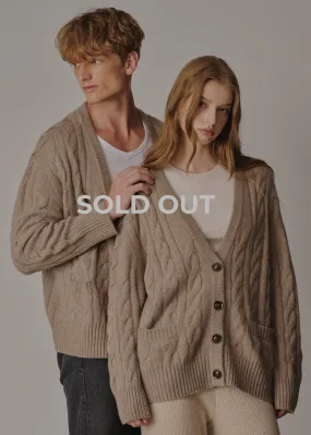Franz Unisex Cable-knit Cardigan - Dark Sand