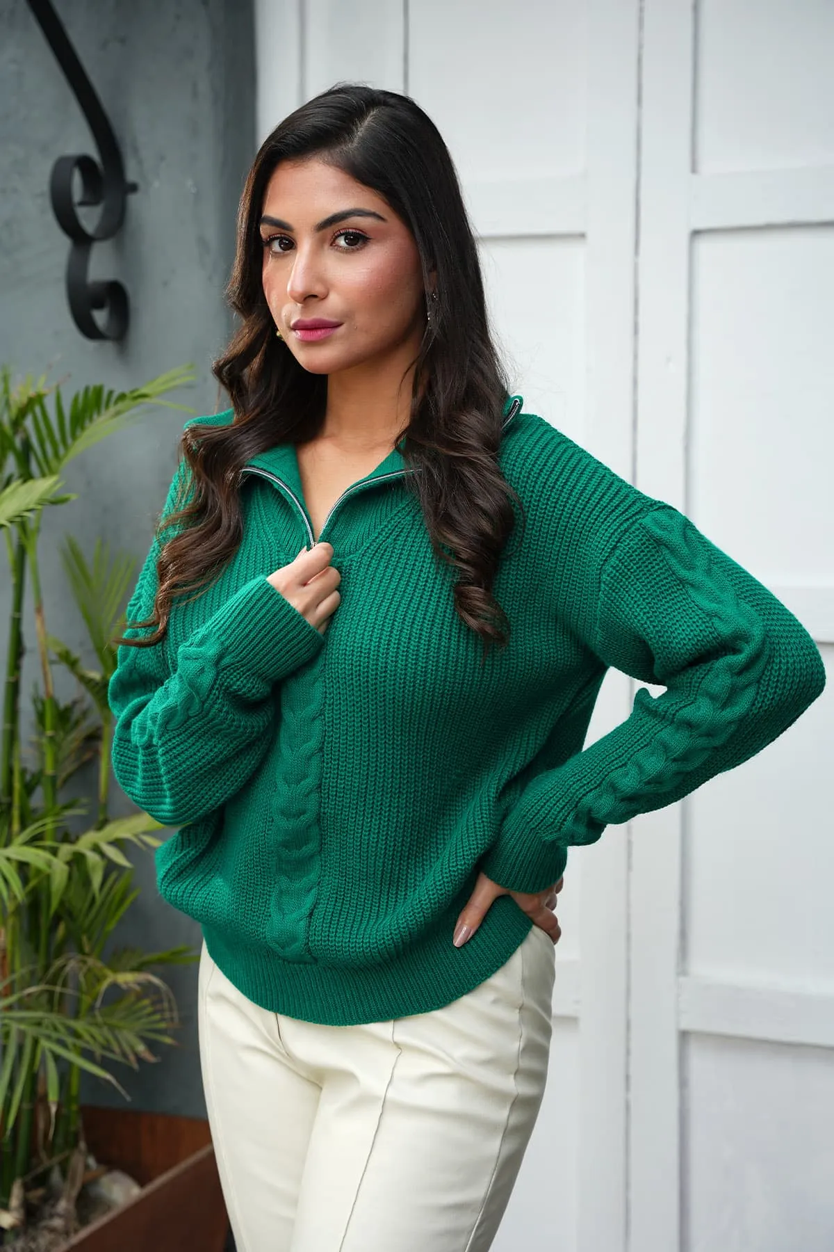 Half Zip Knitted Sweater