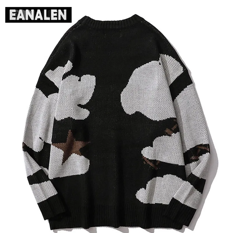 Harajuku vintage cartoon anime knitted sweater men
