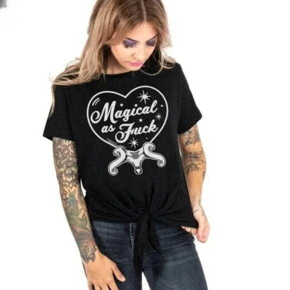 Magical Crystal Ball Crop Tie Front Too | Printed Design on Front