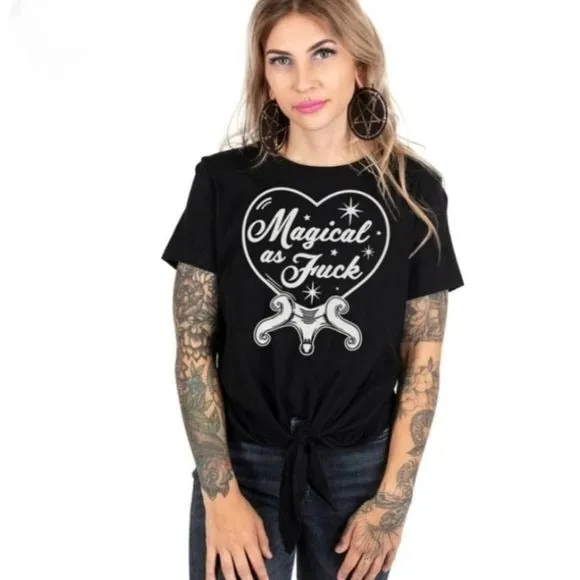 Magical Crystal Ball Crop Tie Front Too | Printed Design on Front