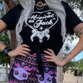 Magical Crystal Ball Crop Tie Front Too | Printed Design on Front