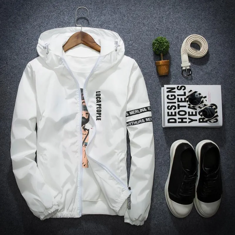 Men's Spring/Autumn Hooded Windbreaker | Plus Size