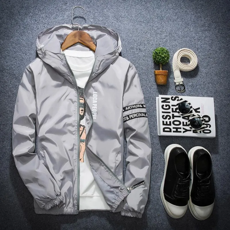Men's Spring/Autumn Hooded Windbreaker | Plus Size