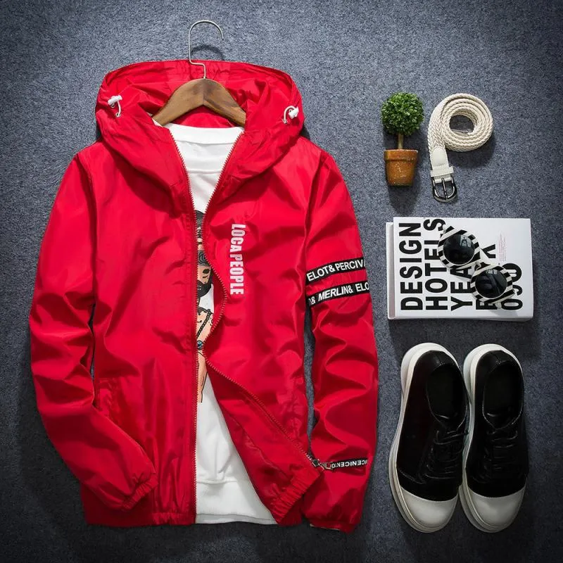 Men's Spring/Autumn Hooded Windbreaker | Plus Size