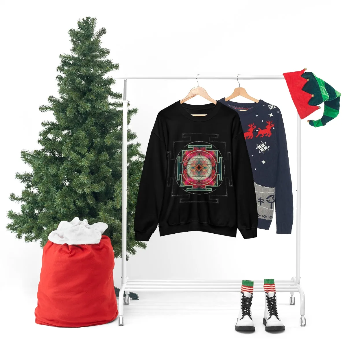 Sri Yantra Black Myst | Sacred Meditation Sweatshirt