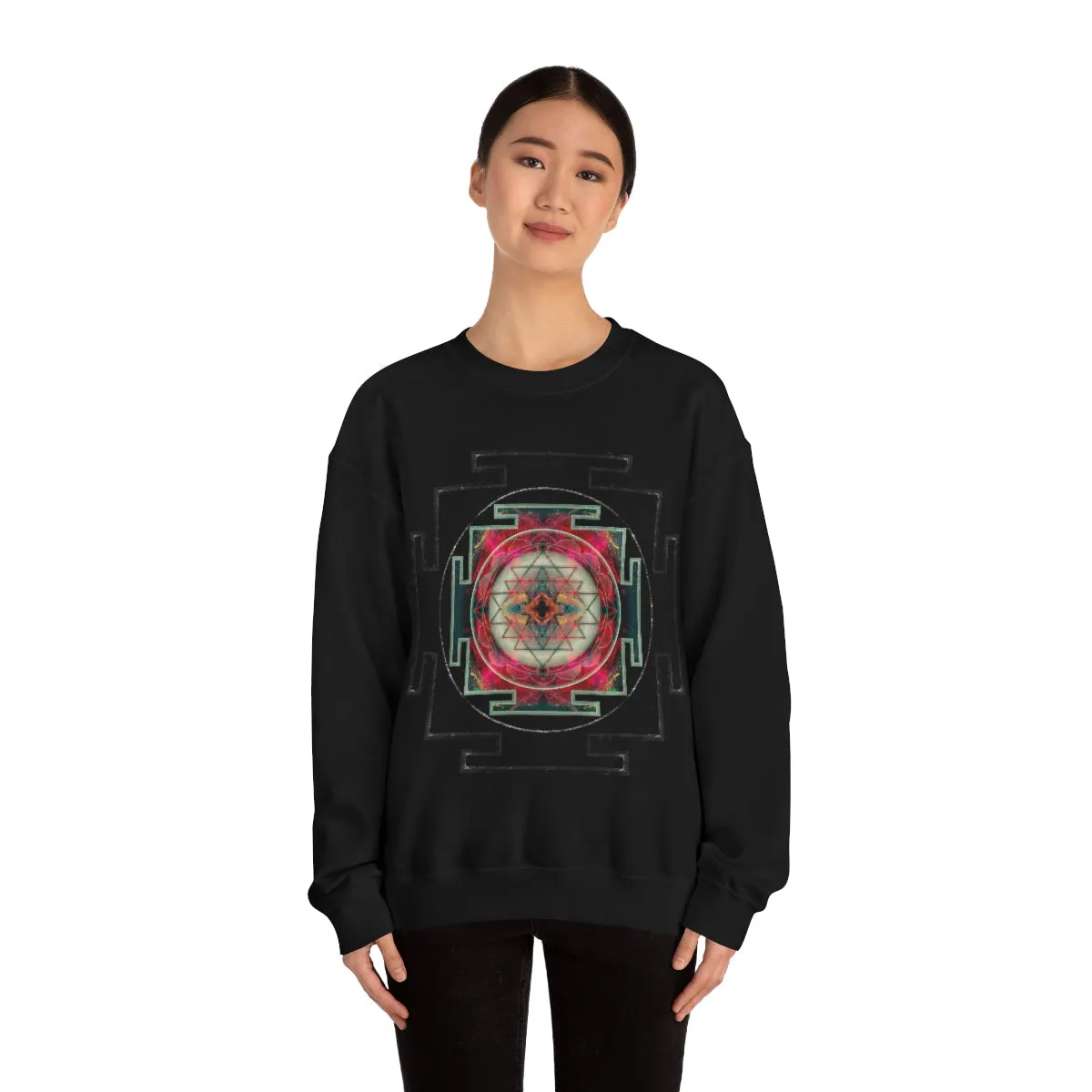 Sri Yantra Black Myst | Sacred Meditation Sweatshirt