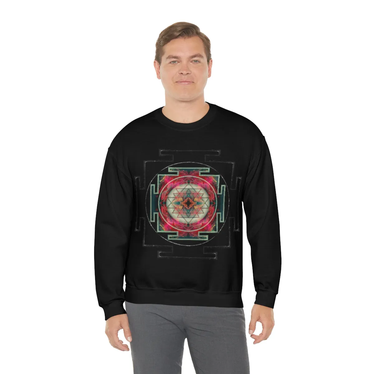Sri Yantra Black Myst | Sacred Meditation Sweatshirt