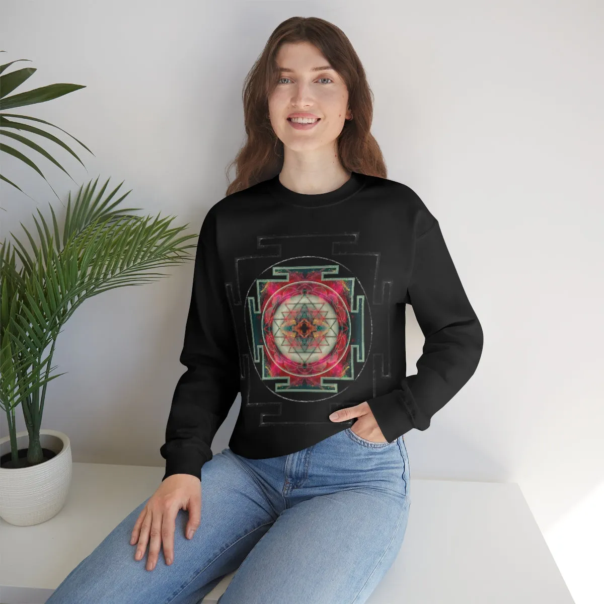 Sri Yantra Black Myst | Sacred Meditation Sweatshirt