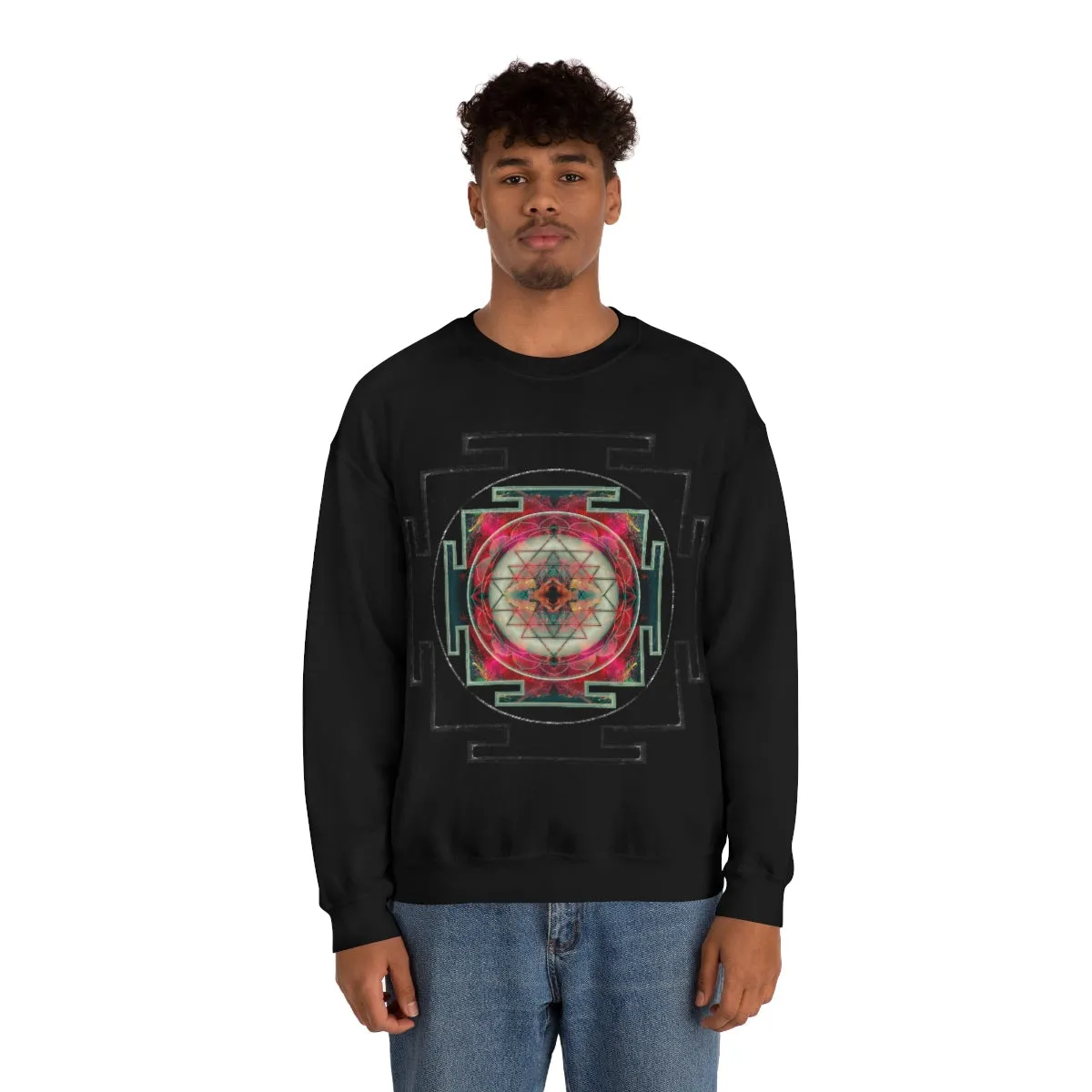 Sri Yantra Black Myst | Sacred Meditation Sweatshirt