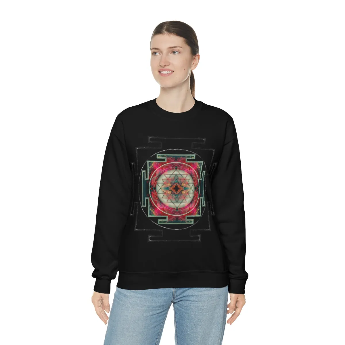 Sri Yantra Black Myst | Sacred Meditation Sweatshirt