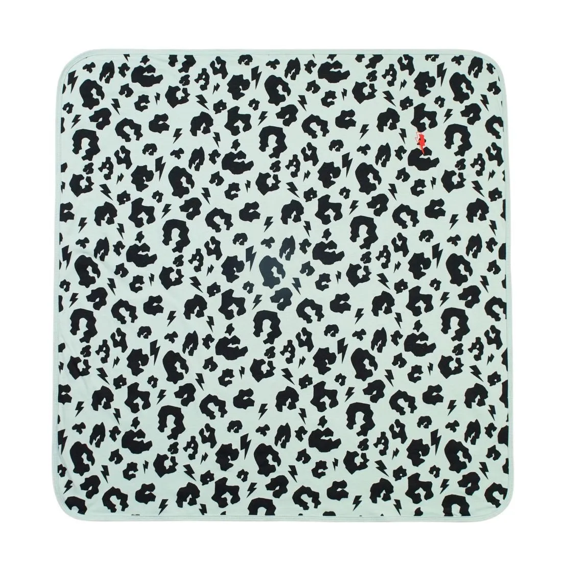 SUPER SOFT LEOPARD AND LIGHTNING BOLT BABY BLANKET- pale  green