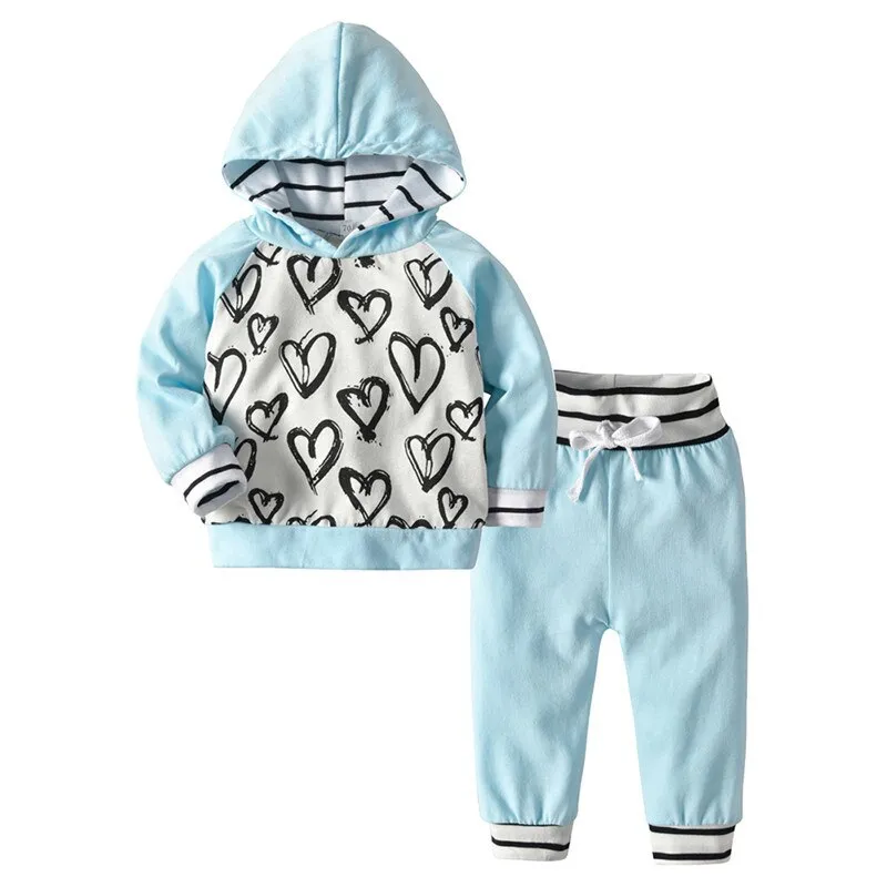 top and top Baby Clothing Set Autumn Spring Newborn Baby Boy Girl Clothes Hooded Tops Flowers Pants 2PCS Pullovers Infant Outfit