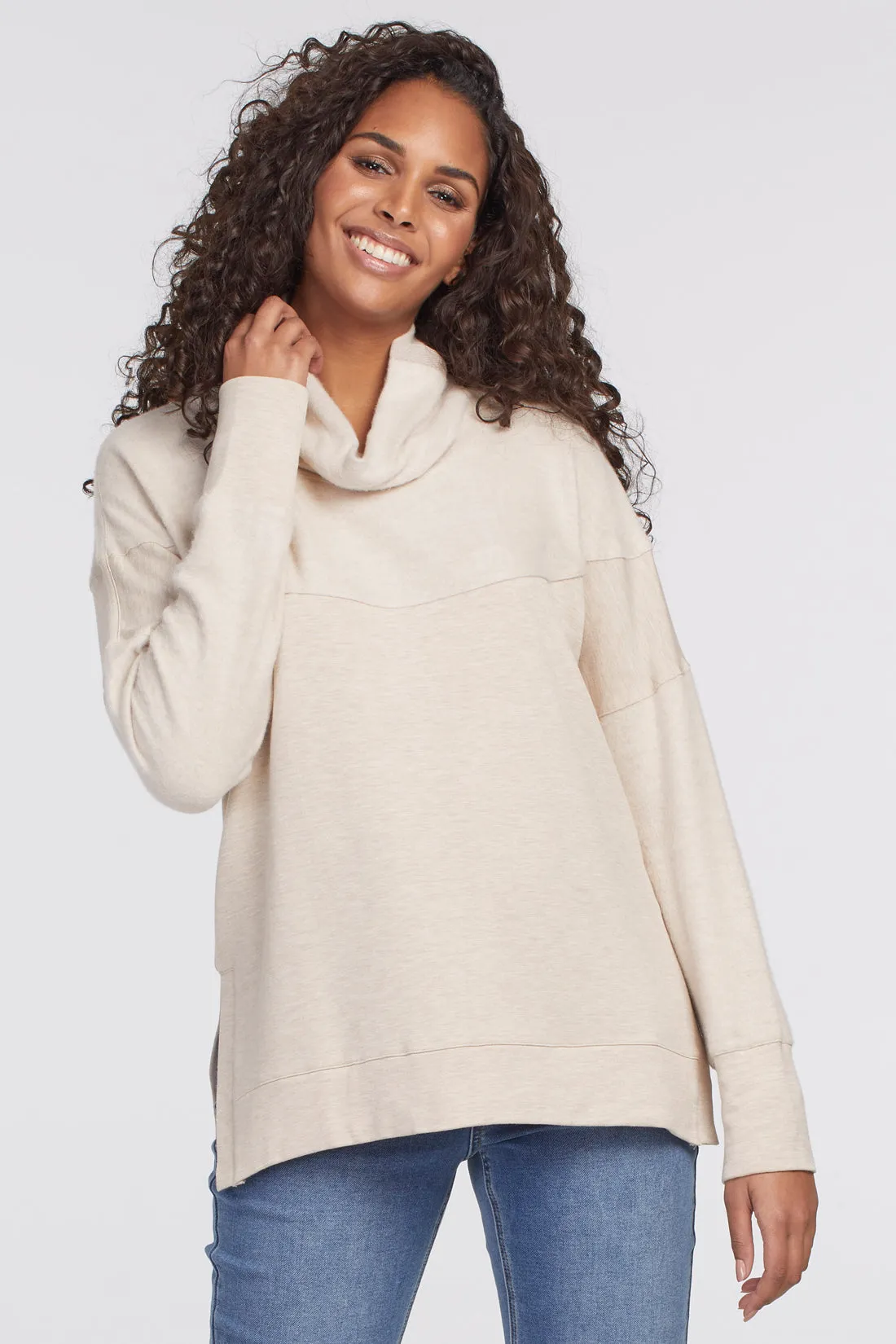 TR4760O Funnel Neck Drop Shoulder Sweater