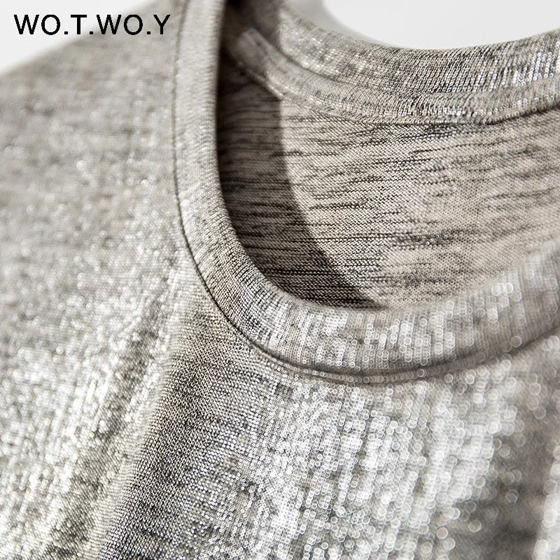 VenusFox Silver Shiny Knitted T Shirts