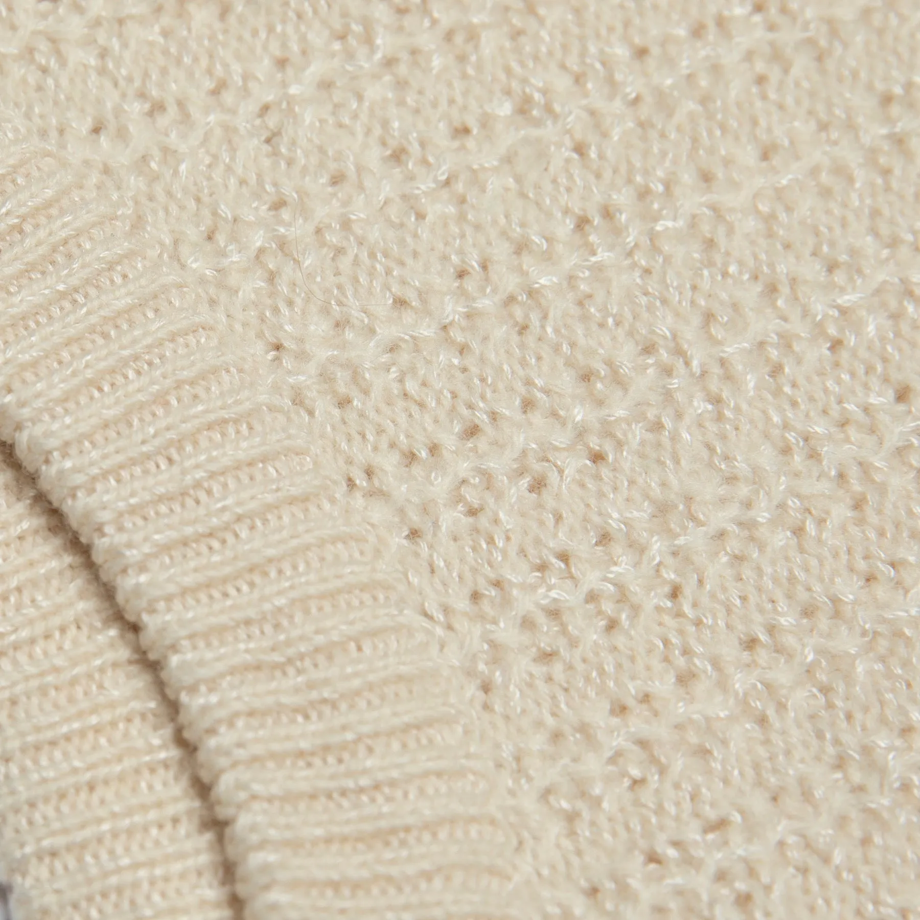 Virgin Wool Yarn Seed Stitch Bishop Sleeve Pullover