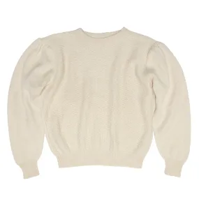 Virgin Wool Yarn Seed Stitch Bishop Sleeve Pullover