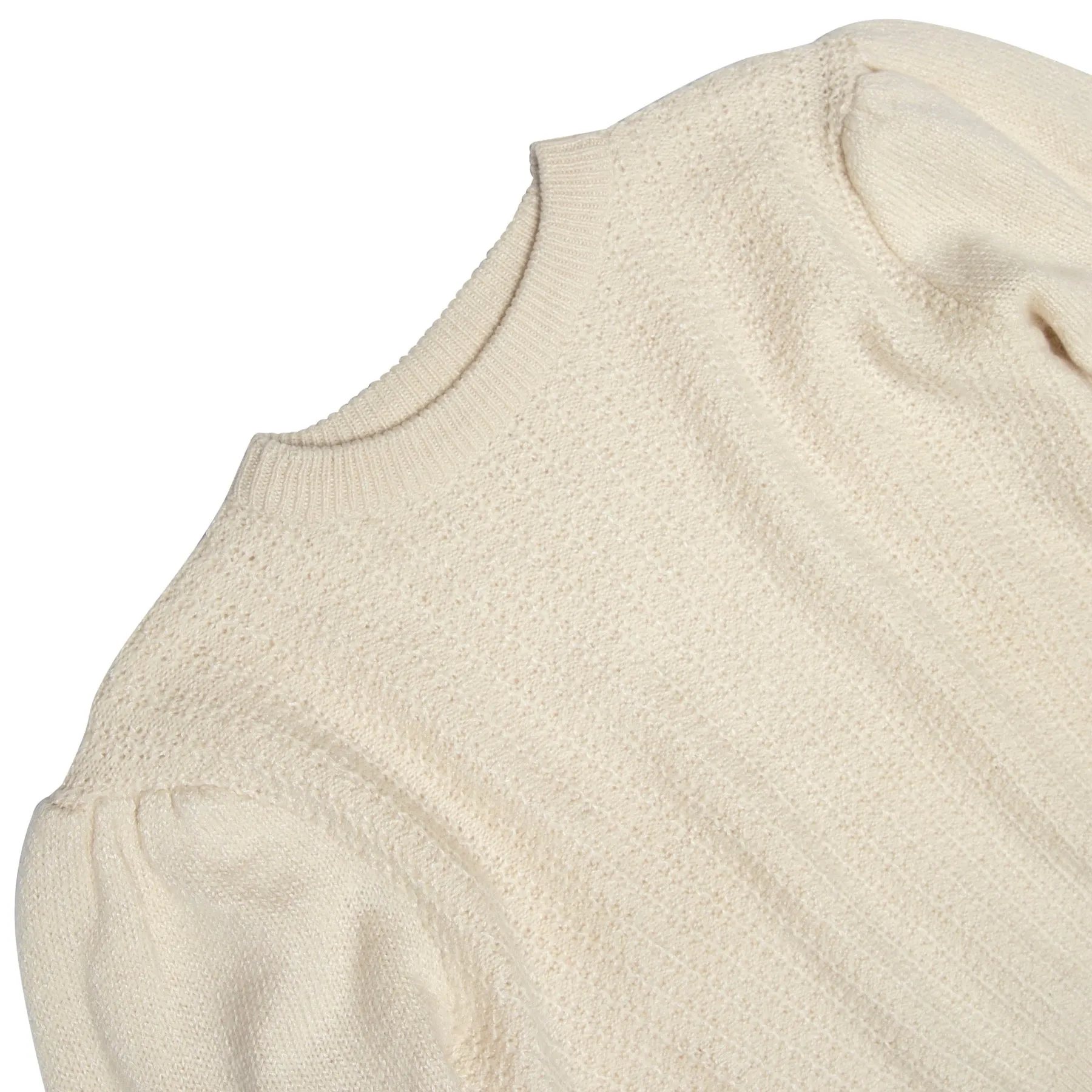 Virgin Wool Yarn Seed Stitch Bishop Sleeve Pullover