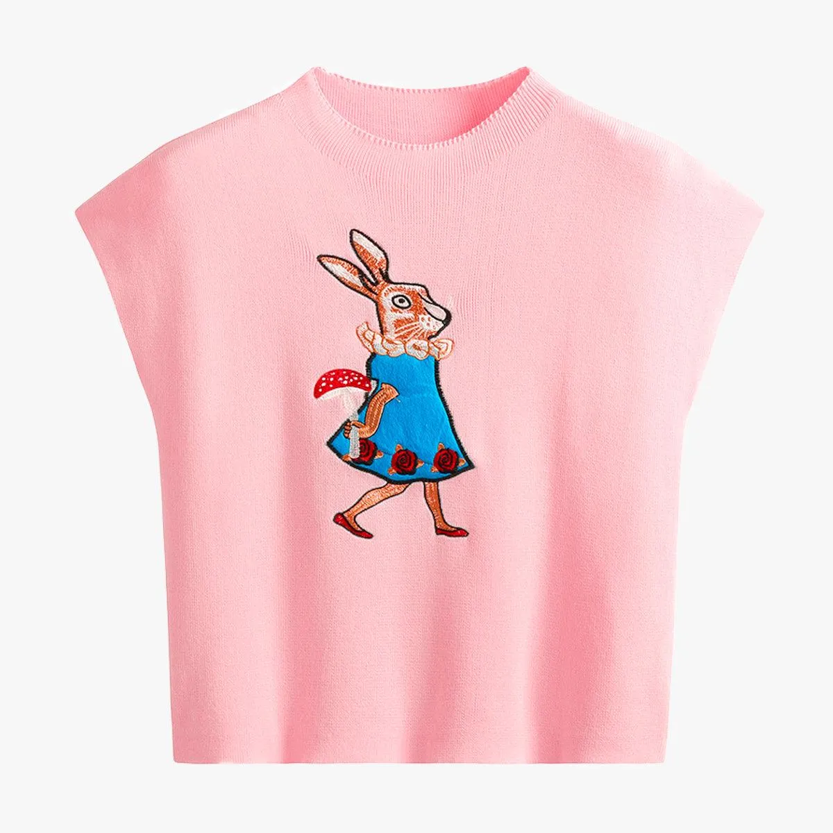 White Rabbit With Mushroom Crop Top