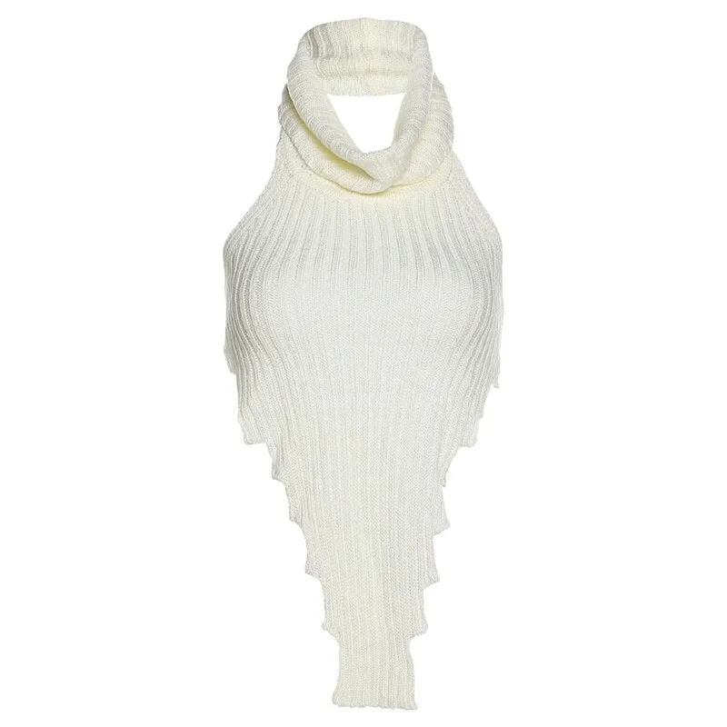 Wjczt 2022 Autumn Tanks Top Women's Clothing Street Fashion Solid Color Halter Irregular Knit Vest Tee Corset Slim Casual Ins