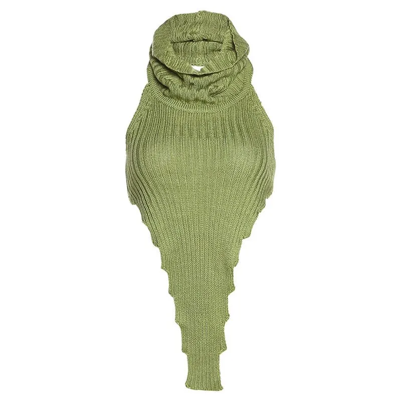 Wjczt 2022 Autumn Tanks Top Women's Clothing Street Fashion Solid Color Halter Irregular Knit Vest Tee Corset Slim Casual Ins