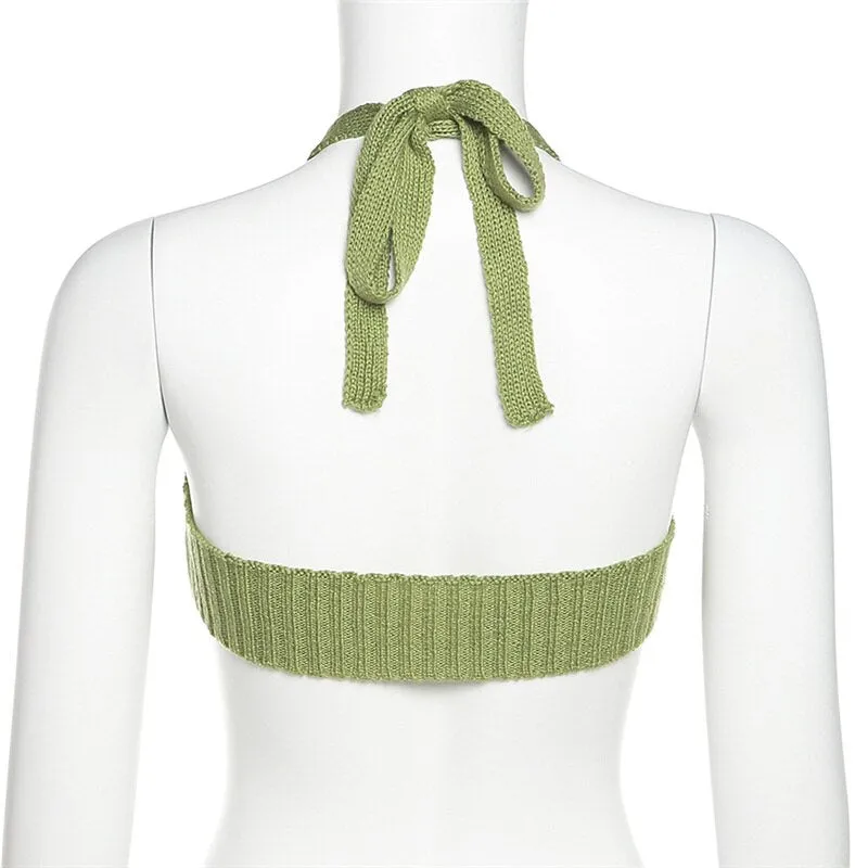 Wjczt 2022 Autumn Tanks Top Women's Clothing Street Fashion Solid Color Halter Irregular Knit Vest Tee Corset Slim Casual Ins