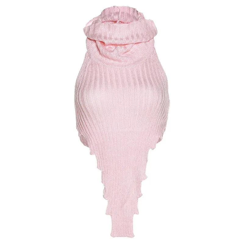 Wjczt 2022 Autumn Tanks Top Women's Clothing Street Fashion Solid Color Halter Irregular Knit Vest Tee Corset Slim Casual Ins