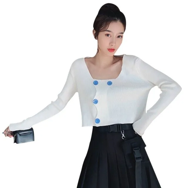 Women Solid Square Collar Tops