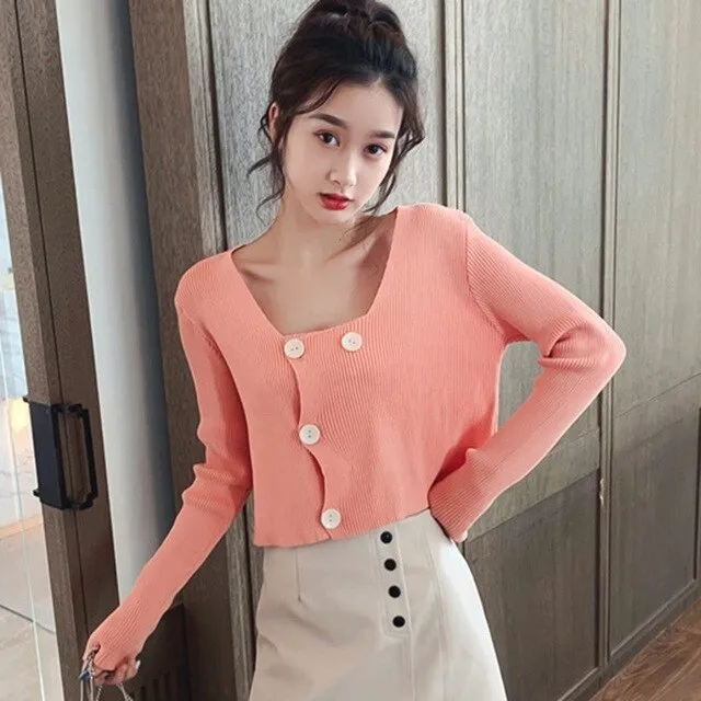 Women Solid Square Collar Tops